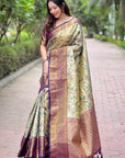 Wine Dharmavaram Traditional Zari Woven Silk Saree