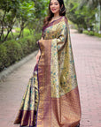 Wine Dharmavaram Traditional Zari Woven Silk Saree