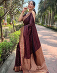 Dark Maroon Banarasi Katan Silk Rich Zari Woven Saree
