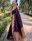 Dark Purple Banarasi Katan Silk Rich Zari Woven Saree