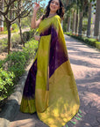 Wine Soft Silk Contrast Floral Border Zari Woven Saree