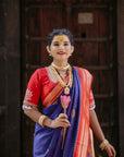 Violet Soft Silk Saree with Kolam Motifs and Traditional Paithani Pallu