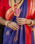 Violet Soft Silk Saree with Kolam Motifs and Traditional Paithani Pallu