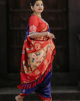Violet Soft Silk Saree with Kolam Motifs and Traditional Paithani Pallu