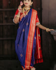 Violet Soft Silk Saree with Kolam Motifs and Traditional Paithani Pallu