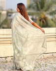 Sky Blue Soft Oris Silk with Patch Embroidery Work Designer Saree