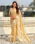 Yellow Soft Oris Silk with Patch Embroidery Work Designer Saree