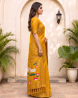 Gold Soft Zari Woven Saree with Lotus Pichwai Concept Pallu