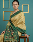 Cream & Green Handloom Traditional Yeola Paithani Silk Saree
