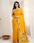 Gold Soft Paithani Silk Saree with Swan Concept Saree