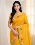 Gold Soft Paithani Silk Saree with Swan Concept Saree