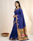 Violet Soft Paithani Silk Saree with Swan Concept Saree