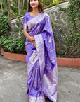 Lavender Soft Banarasi Jaal Zari Woven Silk Saree