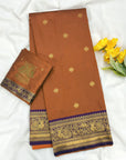 Rust Soft Kanjivaram Silk Zari Woven Traditional Saree