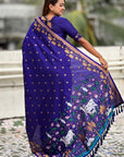 Violet Soft Zari Woven Lotus Border and Pichwai Art Pallu Silk Saree