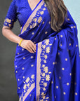 Violet Soft Zari Woven Lotus Border and Pichwai Art Pallu Silk Saree