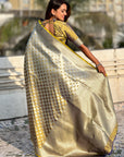 Mehendi Green Soft Banarasi Silk Zari Woven Geometrical 3D Saree
