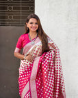 Magenta Soft Banarasi Silk Zari Woven Geometrical 3D Saree