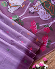 Lavender Premium Soft Ikkat Cotton with Pichwai Pattern Saree