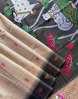 Chickoo Premium Soft Ikkat Cotton with Pichwai Pattern Saree