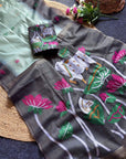 Sky Blue Premium Soft Ikkat Cotton with Pichwai Pattern Saree