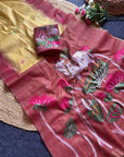 Yellow Premium Soft Ikkat Cotton with Pichwai Pattern Saree