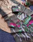 Chickoo Premium Soft Ikkat Cotton with Pichwai Pattern Saree