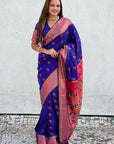 Violet Yeola Nath Paithani Silk Zari Woven Saree