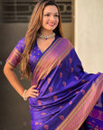 Violet Yeola Nath Paithani Silk Zari Woven Saree