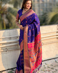 Violet Yeola Nath Paithani Silk Zari Woven Saree