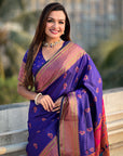 Violet Yeola Nath Paithani Silk Zari Woven Saree