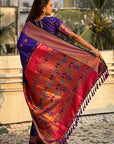 Violet Yeola Nath Paithani Silk Zari Woven Saree
