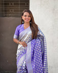Lavender Soft Banarasi Silk Zari Woven Geometrical 3D Saree