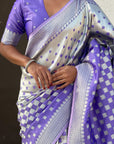 Lavender Soft Banarasi Silk Zari Woven Geometrical 3D Saree