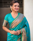 Aqua Blue Yeola Nath Paithani Silk Zari Woven Saree