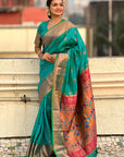 Aqua Blue Yeola Nath Paithani Silk Zari Woven Saree