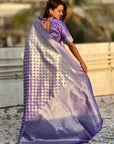 Lavender Soft Banarasi Silk Zari Woven Geometrical 3D Saree