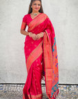 Pink Yeola Nath Paithani Silk Zari Woven Saree