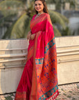 Pink Yeola Nath Paithani Silk Zari Woven Saree