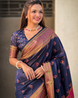 Navy Blue Yeola Nath Paithani Silk Zari Woven Saree