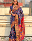 Navy Blue Yeola Nath Paithani Silk Zari Woven Saree