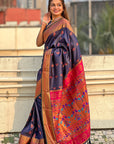 Navy Blue Yeola Nath Paithani Silk Zari Woven Saree