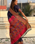 Navy Blue Yeola Nath Paithani Silk Zari Woven Saree