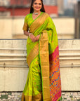 Parrot Green Yeola Nath Paithani Silk Zari Woven Saree