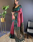 Coral Pink Soft Silk Contrast Zari Woven Floral Butta Saree