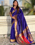 Violet Paithani Silk Zari Woven Saree with Mahalaxmi Pallu