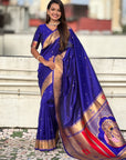 Violet Paithani Silk Zari Woven Saree with Mahalaxmi Pallu