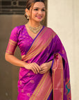 Purple Yeola Nath Paithani Silk Zari Woven Saree