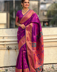 Purple Yeola Nath Paithani Silk Zari Woven Saree