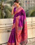 Purple Yeola Nath Paithani Silk Zari Woven Saree